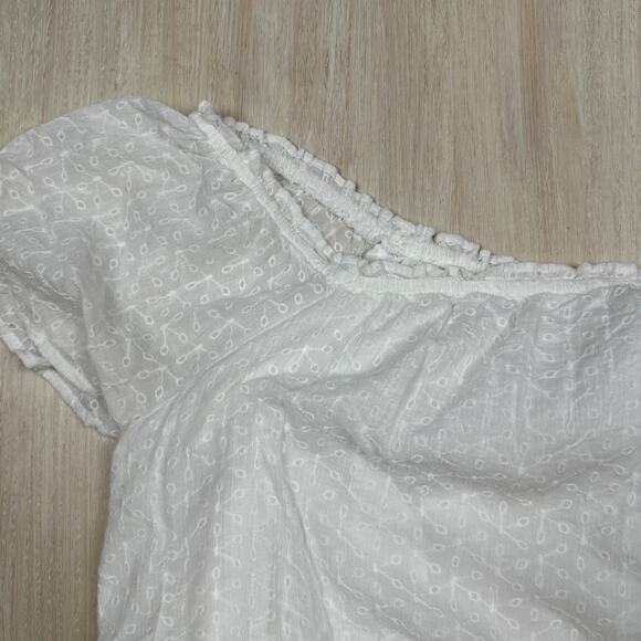 Lane Bryant White Short Sleeve Casual Textured Off Shoulder Summer Top 22/24 - Picture 2 of 14